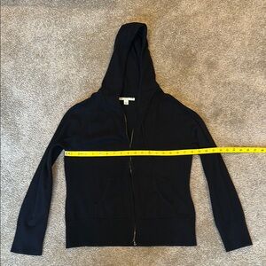 Women’s Black Hooded Zip-Up Sweater. Size medium